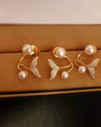 Mermaid Pearl Stud Drop Earrings