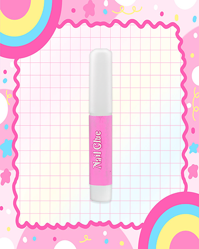 Fast-drying pink nail glue for long-lasting acrylic nail application – strong adhesive, easy-to-use applicator.