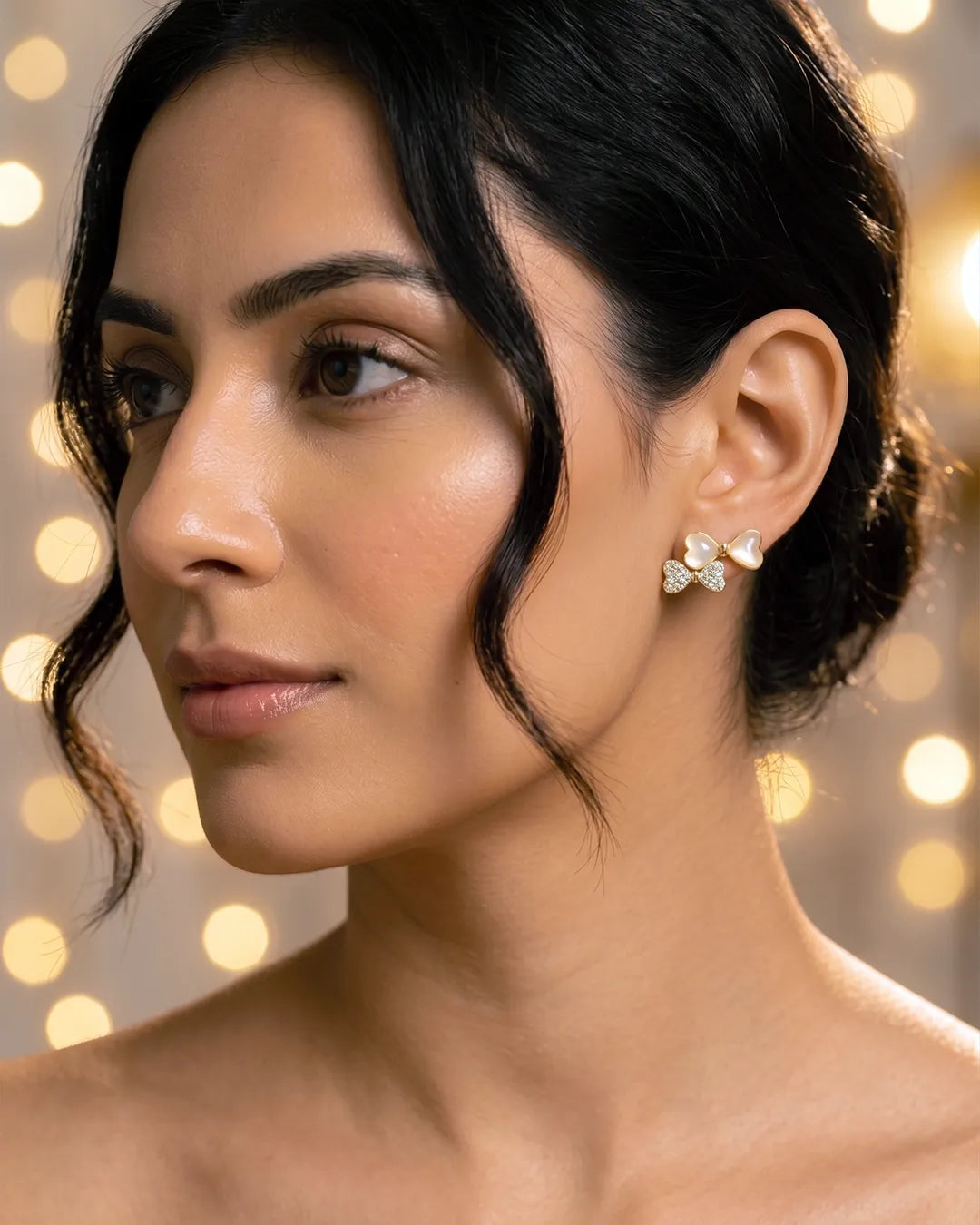 Pearl Bow Kiss Earrings