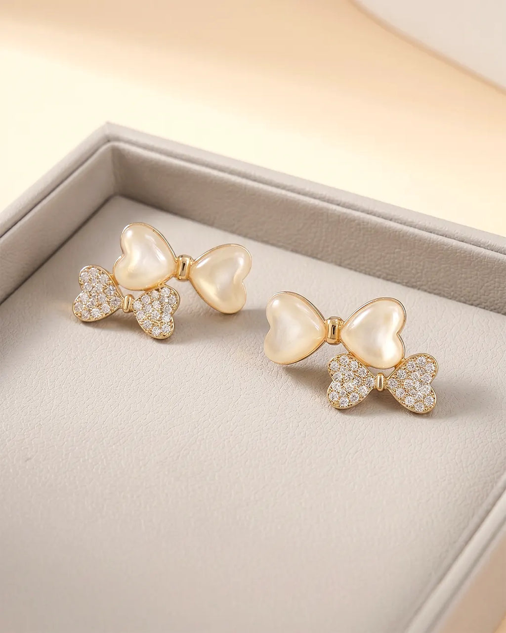 Pearl Bow Kiss Earrings