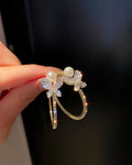 Pearl and Butterfly Hoop Earrings