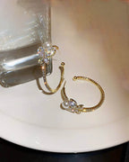 Pearl and Butterfly Hoop Earrings