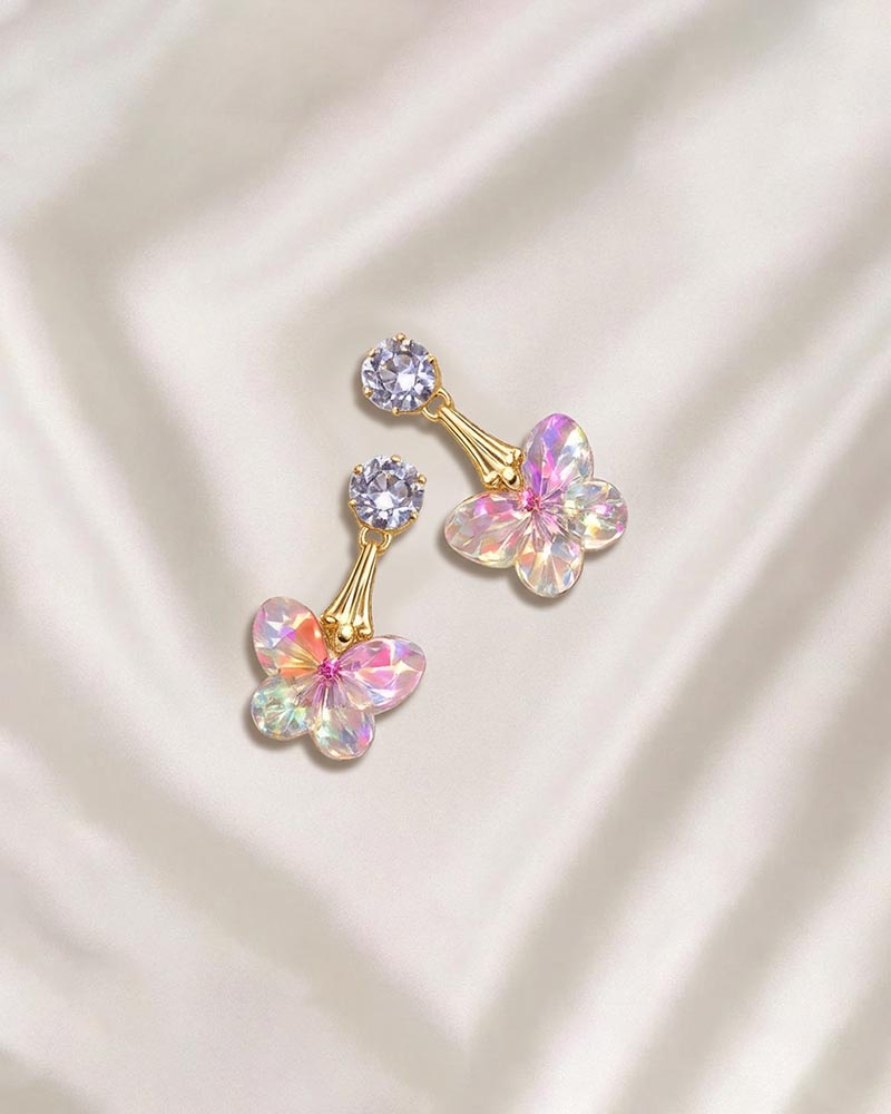 Prism Butterfly Wings Stud Drop Earrings