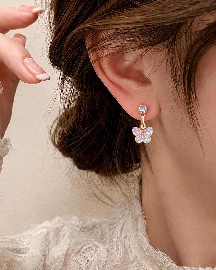 Prism Butterfly Wings Stud Drop Earrings