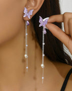 Purple Butterfly Drop Earrings