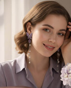 Purple Butterfly Drop Earrings