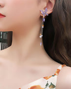Purple Butterfly Drop Earrings