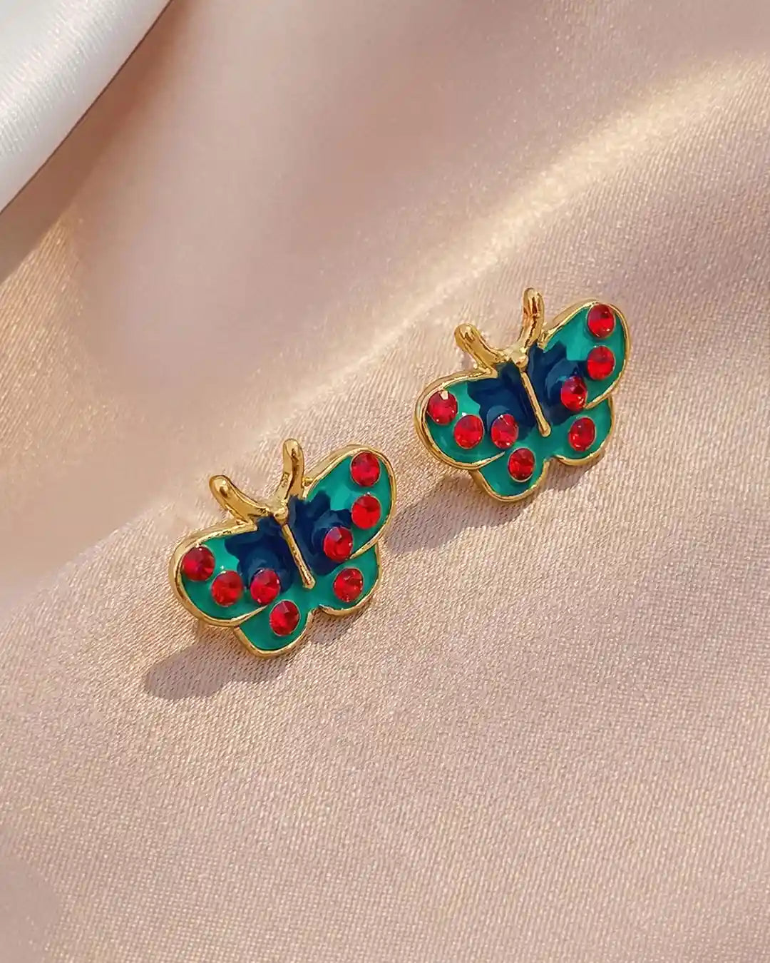 Ruby Butterfly Earrings