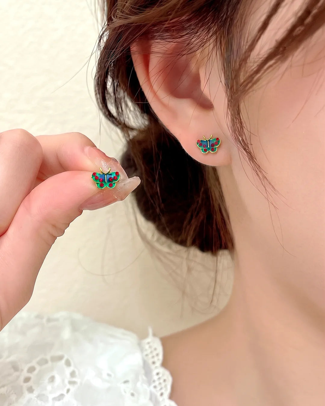 Ruby Butterfly Earrings