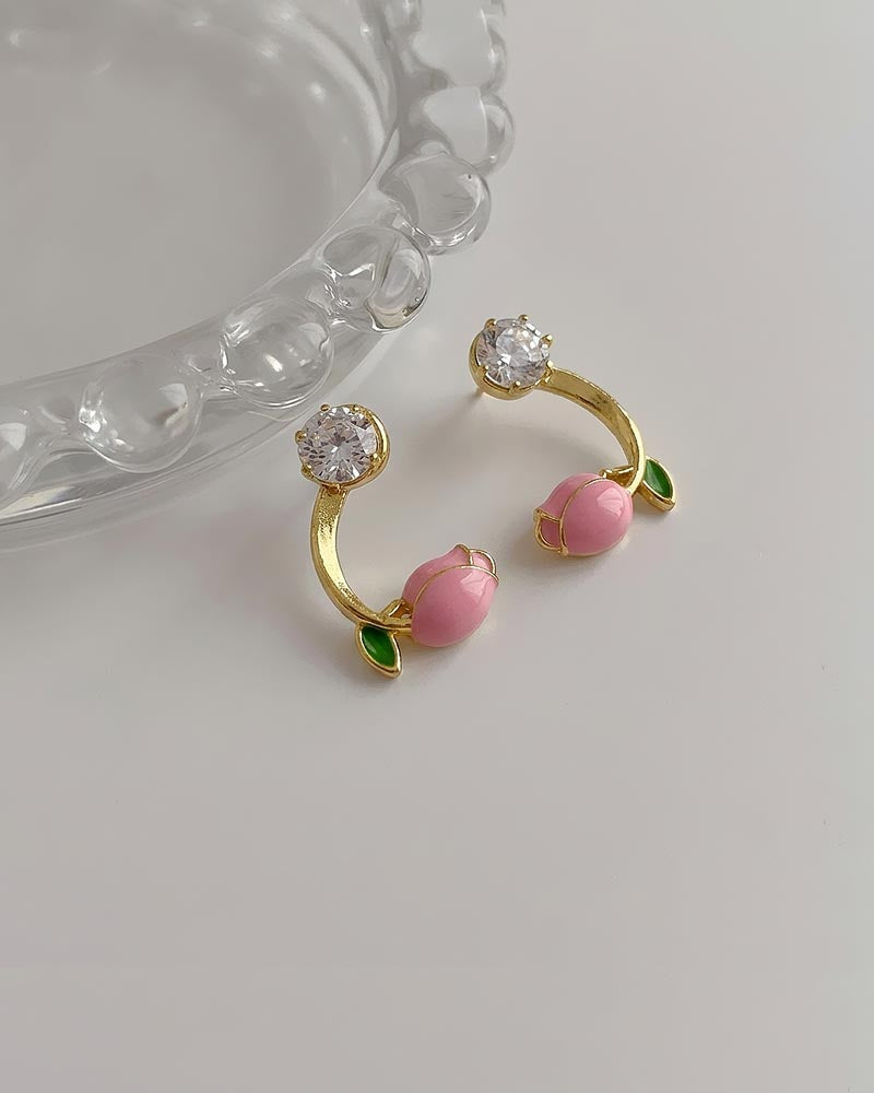 Springtime Tulip Stud Drop Earrings