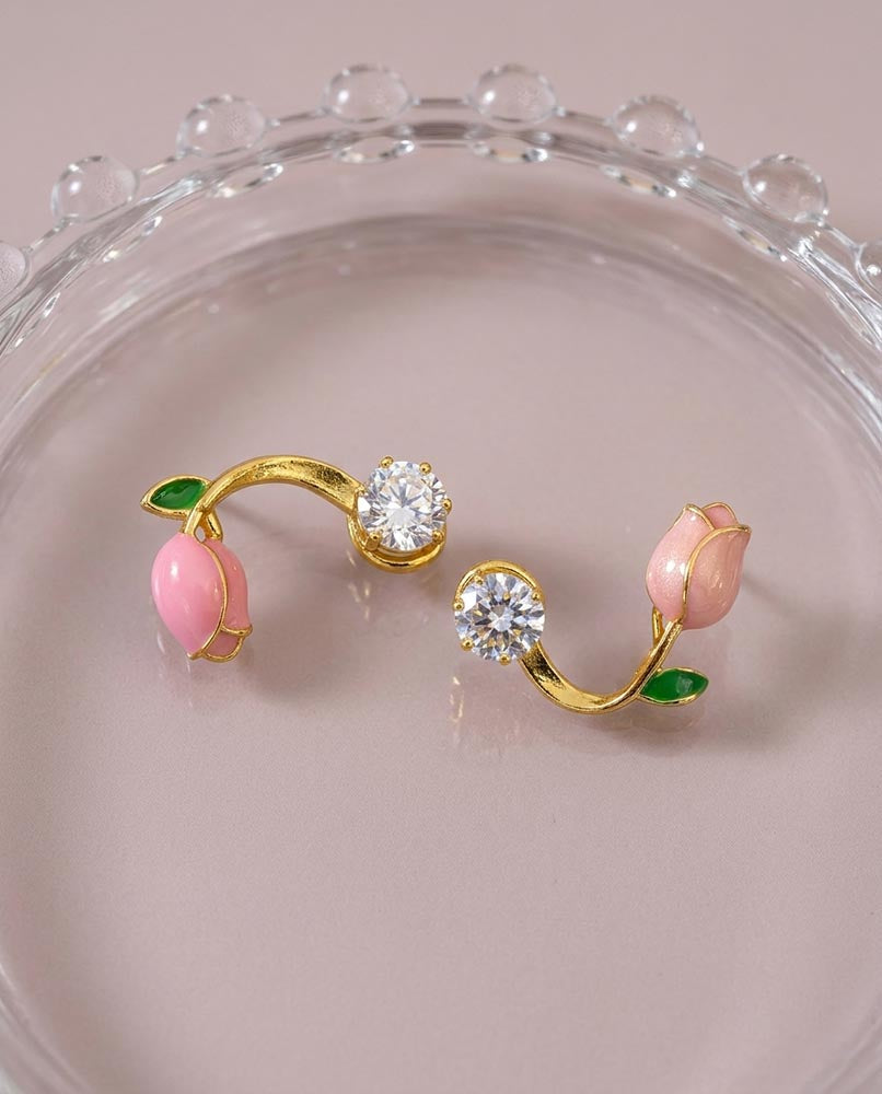 Springtime Tulip Stud Drop Earrings