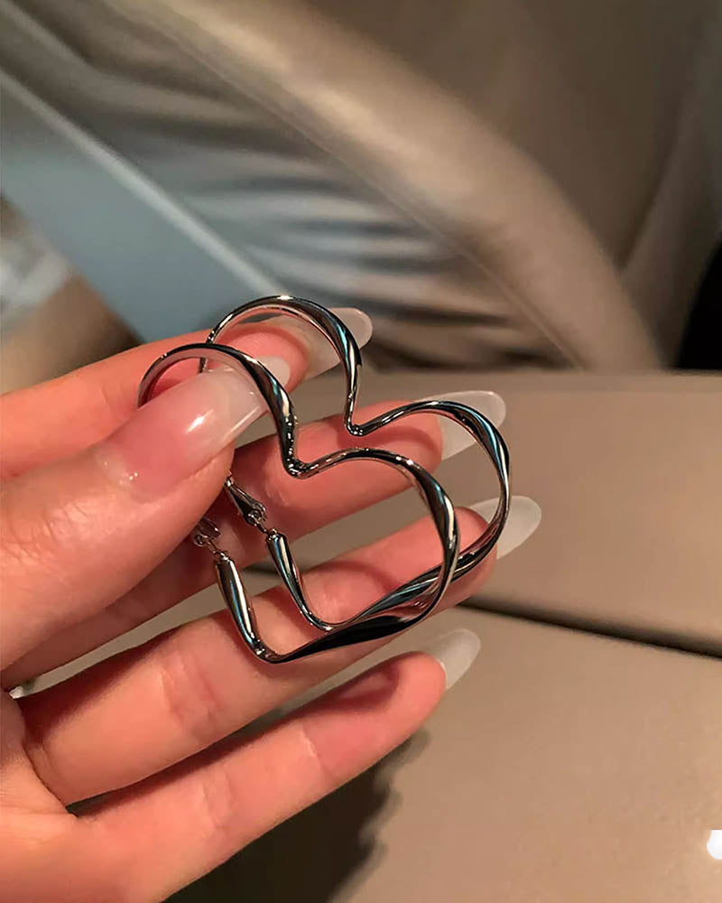 Twisted Heart Hoop Earrings